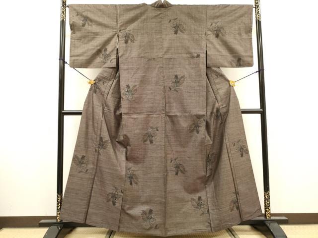 平和屋着物●本場大島紬　9マルキ　草花　正絹　逸品　DABJ7841fe