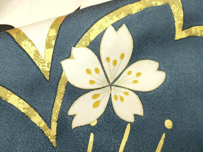 平和屋着物●豪華振袖　駒刺繍　舞桜　金彩　正絹　逸品　DABJ7849fe