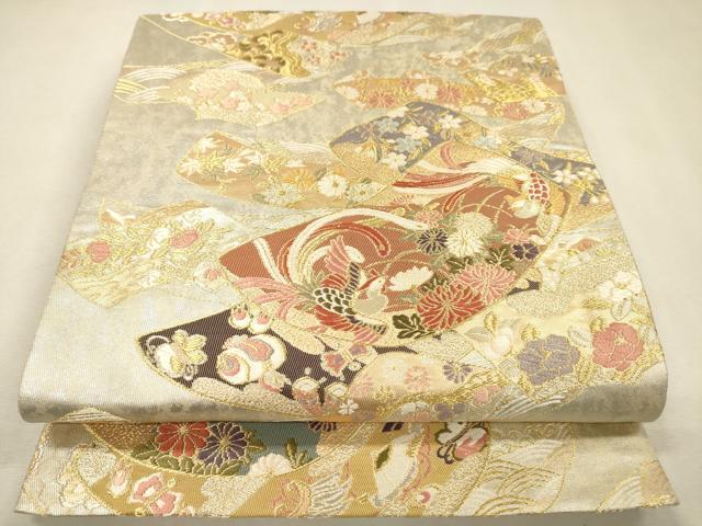 平和屋着物▼六通柄袋帯　唐織　宝尽くし鳳凰花文　金銀糸　正絹　逸品　DABJ7865fe