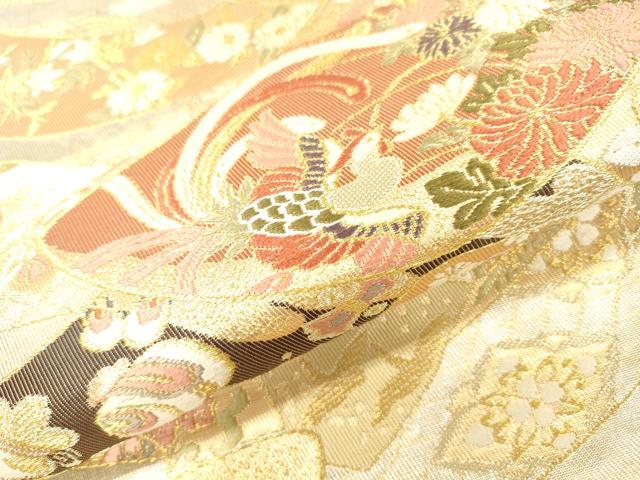 平和屋着物▼六通柄袋帯　唐織　宝尽くし鳳凰花文　金銀糸　正絹　逸品　DABJ7865fe