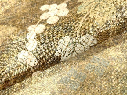 平和屋着物▼両面　六通柄袋帯　華樹繁栄文　金糸　正絹　逸品　DABJ7871fe