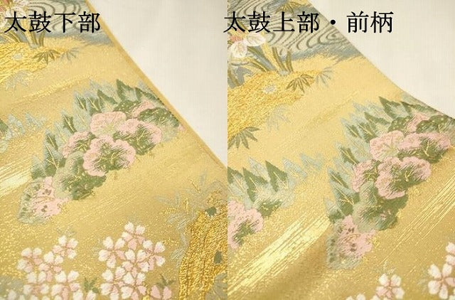 平和屋着物▼六通柄袋帯　唐織　鳳凰鼓花文　金糸　正絹　逸品　DABJ7935fe