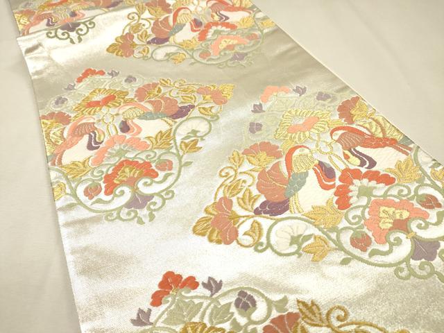 平和屋着物▼六通柄袋帯　唐織　向かい鳥花唐草文　金銀糸　正絹　逸品　DABJ7936fe