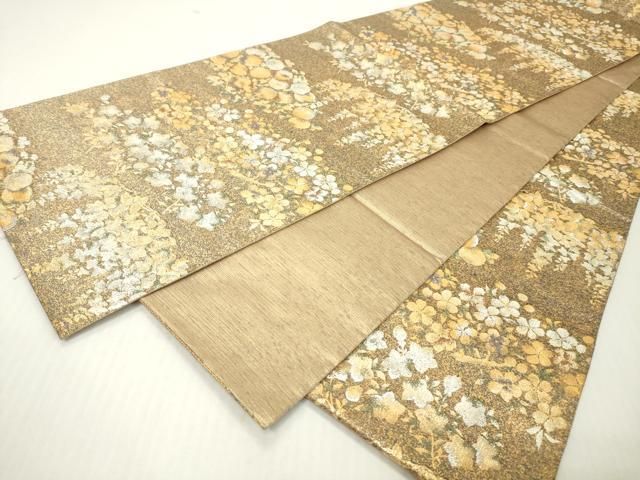 平和屋着物▼六通柄袋帯　草花　金銀糸　正絹　逸品　DABJ7941fe