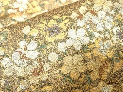 平和屋着物▼六通柄袋帯　草花　金銀糸　正絹　逸品　DABJ7941fe