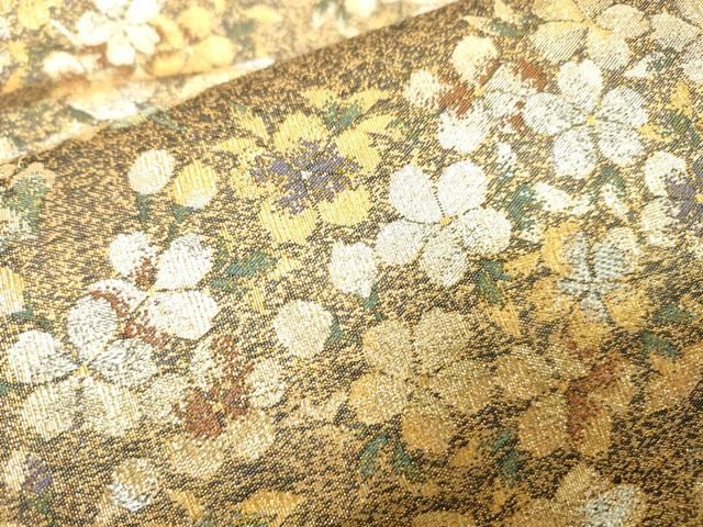 平和屋着物▼六通柄袋帯　草花　金銀糸　正絹　逸品　DABJ7941fe