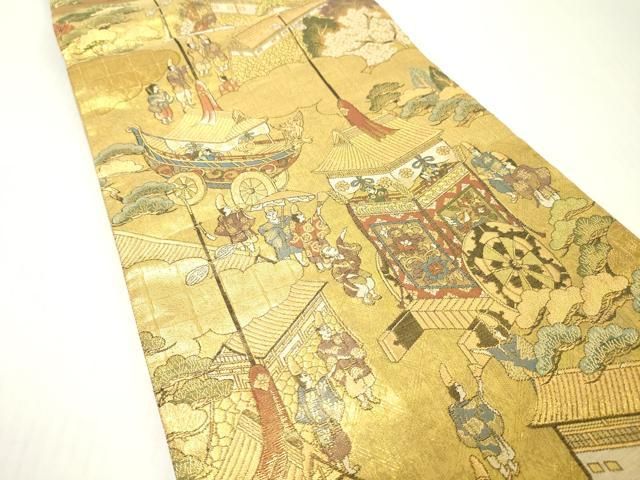 平和屋本店▼佐賀錦　西陣　廣部商事謹製　全通全景柄袋帯　洛中洛外図　本金二重箔　上代38万　証紙付き　正絹　逸品　DABJ7943fe