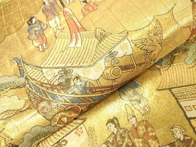 平和屋本店▼佐賀錦　西陣　廣部商事謹製　全通全景柄袋帯　洛中洛外図　本金二重箔　上代38万　証紙付き　正絹　逸品　DABJ7943fe