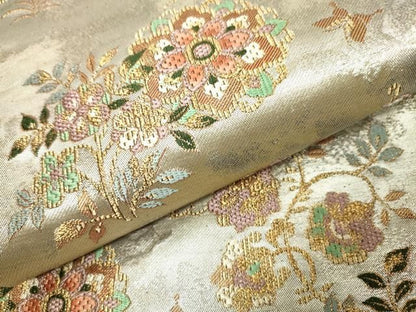 平和屋着物▼六通柄袋帯　正倉院鳳凰文　金銀糸　正絹　逸品　DABJ7961fe