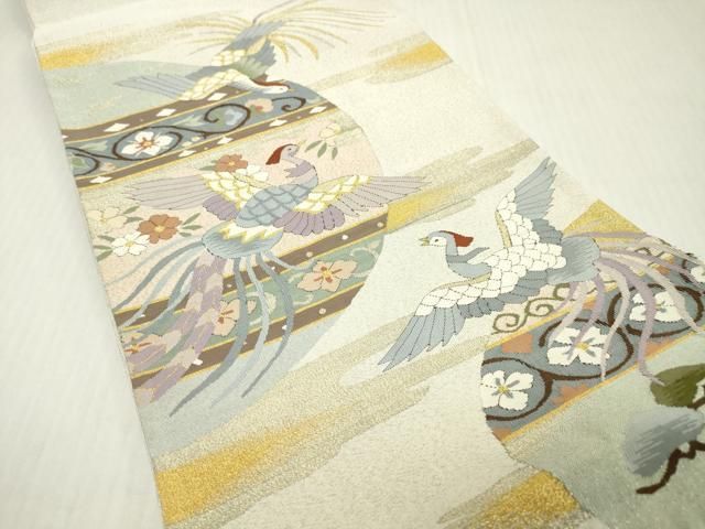 平和屋着物●爪掻き本綴れ　六通柄袋帯　鳳凰花唐草文　金銀糸　正絹　逸品　DABJ7976fe