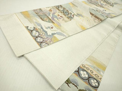 平和屋着物●爪掻き本綴れ　六通柄袋帯　鳳凰花唐草文　金銀糸　正絹　逸品　DABJ7976fe