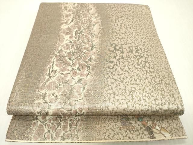 平和屋着物▼六通柄袋帯　作家物　花間道　引箔　ワンポイント　螺鈿箔　正絹　逸品　DABJ7987fe