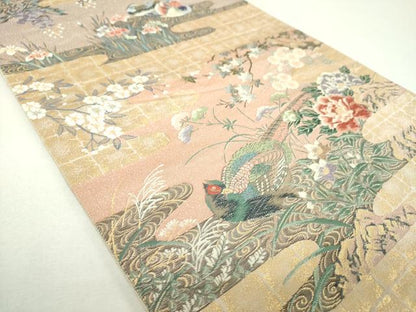 平和屋着物▼六通柄袋帯　唐織　九百錦　御苑障壁画文　金糸　正絹　逸品　DABJ8015ps