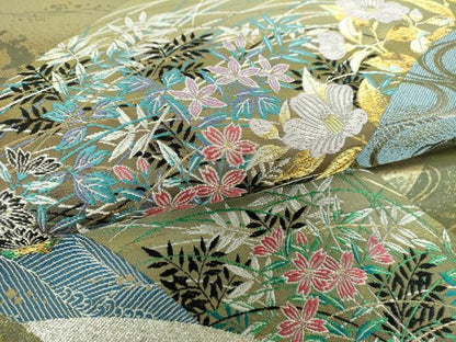 平和屋着物▼六通柄袋帯　秀花　金銀糸　正絹　逸品　DABJ8023ps