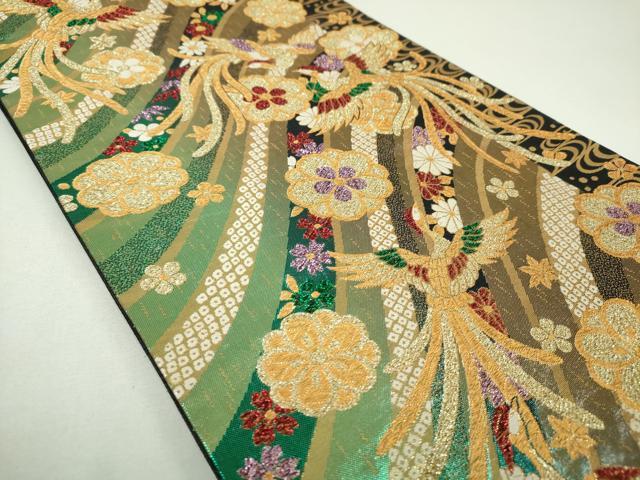 平和屋着物▼六通柄袋帯　鳳凰花文　金糸　正絹　逸品　DABJ8024ps