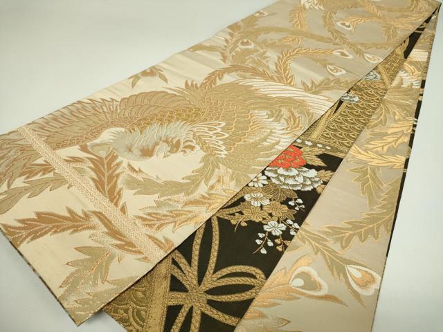 平和屋着物▼丸帯　几帳鳳凰花文　金糸　正絹　逸品　DABJ8050ps