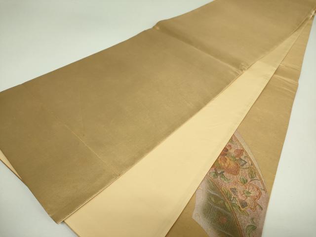 平和屋着物▼太鼓柄袋帯　更紗鳳凰花文　金銀彩　引箔　正絹　逸品　DABJ8056ps