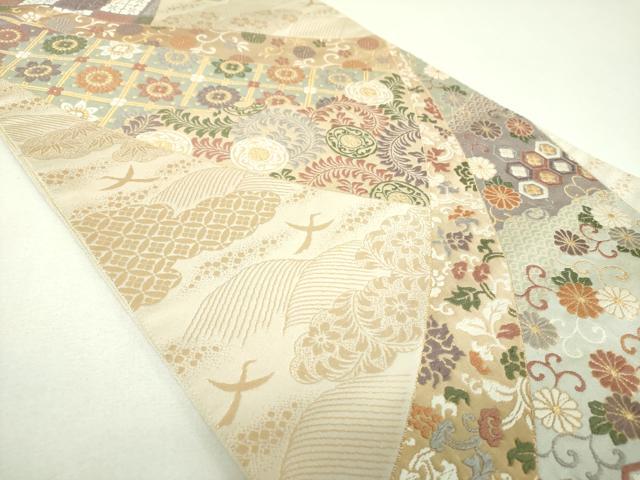 平和屋着物▼六通柄袋帯　唐織　花鳥文　金糸　正絹　逸品　DABJ8059ps