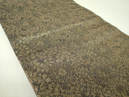 平和屋着物▼佐賀錦　両面　全通柄袋帯　彩華御車文　金糸　正絹　逸品　DABJ8071ps