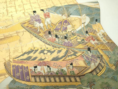 平和屋着物▼六通柄袋帯　都祭礼図　金糸　正絹　逸品　DABJ8083ps
