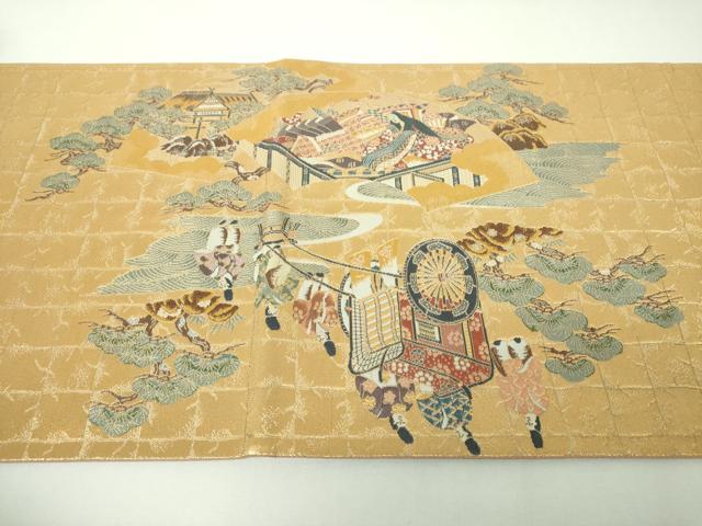 平和屋着物▼六通柄袋帯　都祭礼図　金糸　正絹　逸品　DABJ8083ps