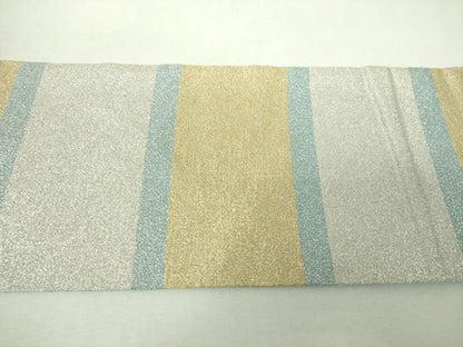 平和屋着物▼西陣　あずみの謹製　九寸名古屋帯　ワンポイント　鈴花文　横段文　金銀糸　正絹　逸品　DABJ8094ps
