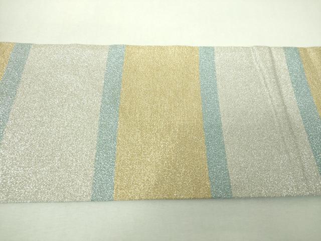 平和屋着物▼西陣　あずみの謹製　九寸名古屋帯　ワンポイント　鈴花文　横段文　金銀糸　正絹　逸品　DABJ8094ps