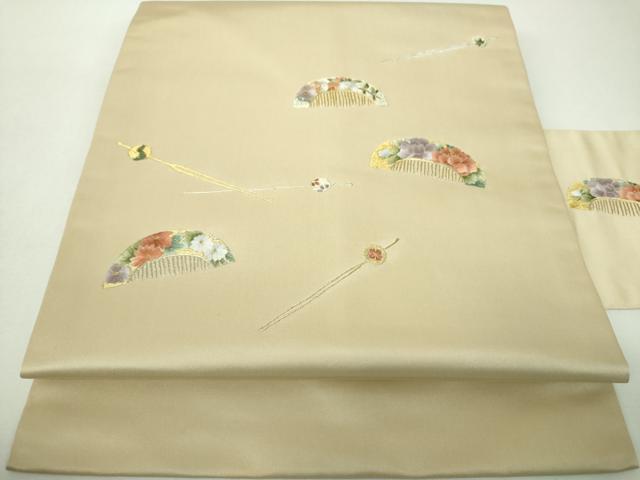 平和屋着物▼中国三大刺繍　相良刺繍　総刺繍　九寸名古屋帯　櫛　簪　金銀糸　正絹　逸品　DABJ8095ps
