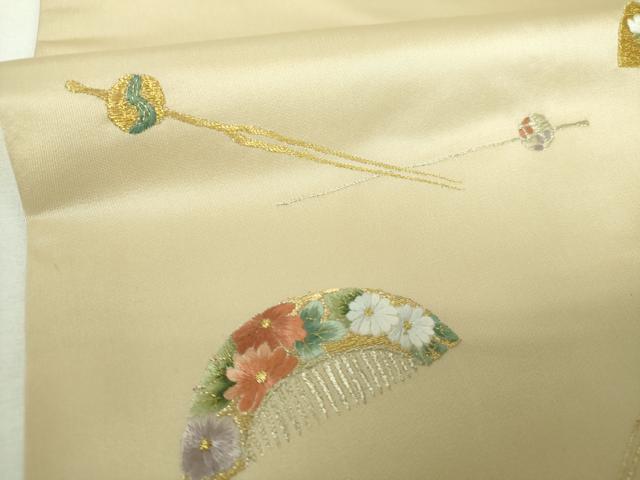 平和屋着物▼中国三大刺繍　相良刺繍　総刺繍　九寸名古屋帯　櫛　簪　金銀糸　正絹　逸品　DABJ8095ps