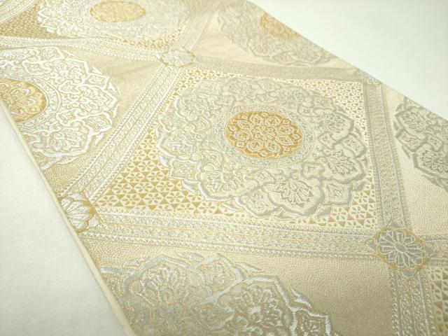 平和屋着物▼西陣　服部織物謹製　六通柄袋帯　オリエント更紗　格天井花文　金銀糸　正絹　逸品　DABJ8096ps