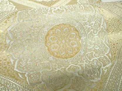 平和屋着物▼西陣　服部織物謹製　六通柄袋帯　オリエント更紗　格天井花文　金銀糸　正絹　逸品　DABJ8096ps