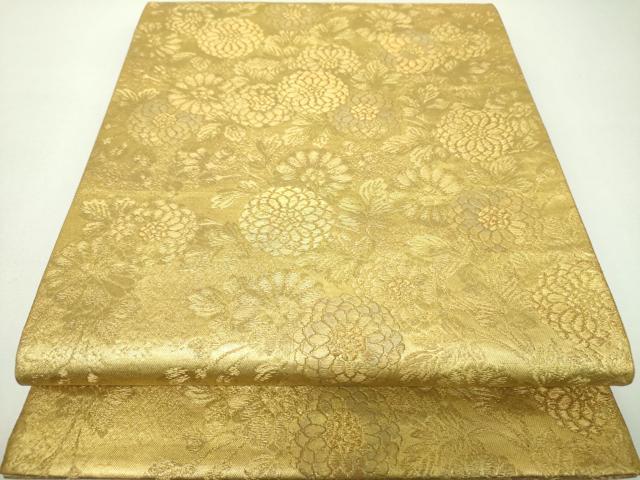 平和屋着物▼六通柄袋帯　作家物　菊尽くし　金糸　引箔　正絹　逸品　DABJ8105ps