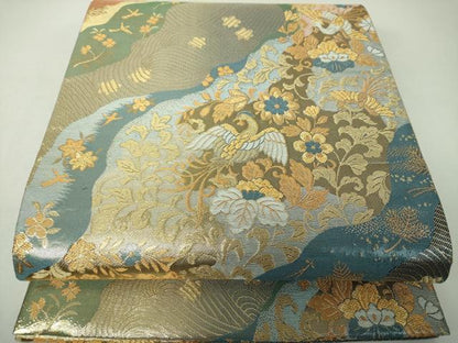 平和屋着物▼六通柄袋帯　道長鳳凰花文　金糸　正絹　逸品　DABJ8113ps