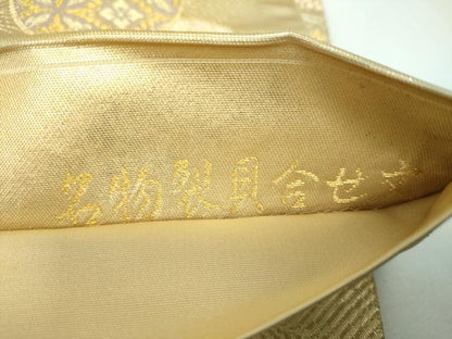 平和屋着物▼六通柄袋帯　名物裂貝合せ文　金銀糸　正絹　逸品　DABJ8116ps