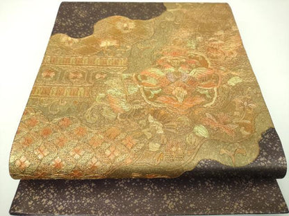 平和屋着物▼中国三大刺繍　スワトウ刺繍　汕頭刺繍　総刺繍　太鼓柄袋帯　駒刺繍　道長鳳凰花文　金彩　正絹　逸品　DABJ8120ps