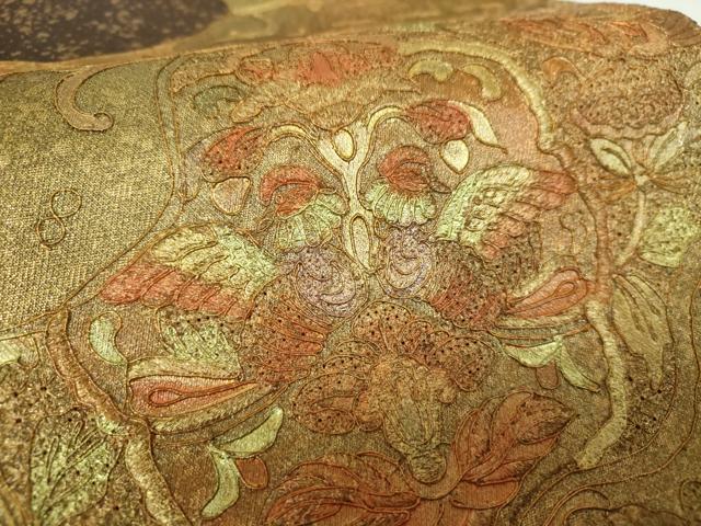 平和屋着物▼中国三大刺繍　スワトウ刺繍　汕頭刺繍　総刺繍　太鼓柄袋帯　駒刺繍　道長鳳凰花文　金彩　正絹　逸品　DABJ8120ps