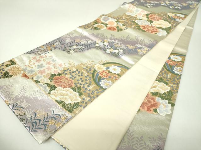 平和屋着物▼六通柄袋帯　唐織　舞花　金銀糸　正絹　逸品　DABJ8122ps