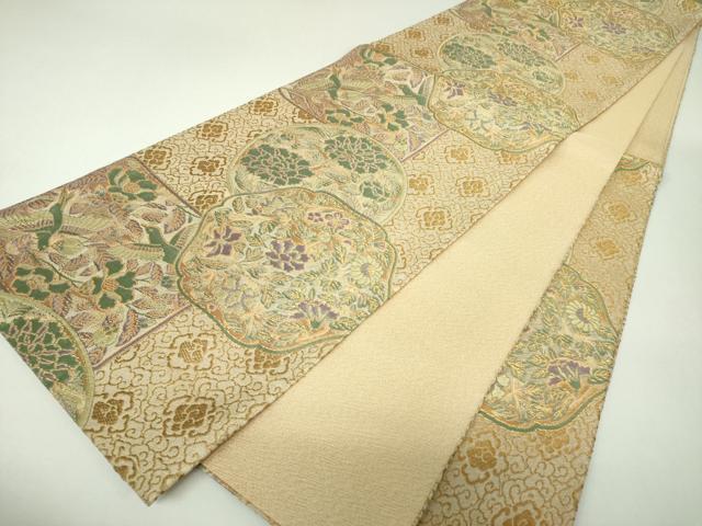 平和屋着物▼六通柄袋帯　匠琳　花鳥文　金糸　正絹　逸品　DABJ8129ps