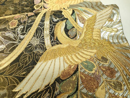 平和屋着物▼佐賀錦　両面　六通柄袋帯　辻が花　鳳凰　金銀糸　正絹　逸品　DABJ8135ps