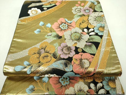 平和屋着物▼六通柄袋帯　辻が花　金銀糸　正絹　逸品　DABJ8145ps