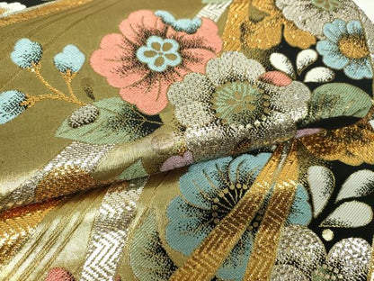 平和屋着物▼六通柄袋帯　辻が花　金銀糸　正絹　逸品　DABJ8145ps