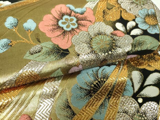平和屋着物▼六通柄袋帯　辻が花　金銀糸　正絹　逸品　DABJ8145ps