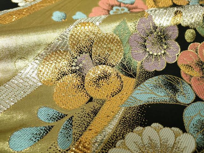 平和屋着物▼六通柄袋帯　辻が花　金銀糸　正絹　逸品　DABJ8145ps