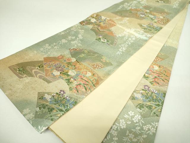 平和屋着物▼六通柄袋帯　唐織　地紙花文　金糸　引箔　正絹　逸品　DABJ8151ps