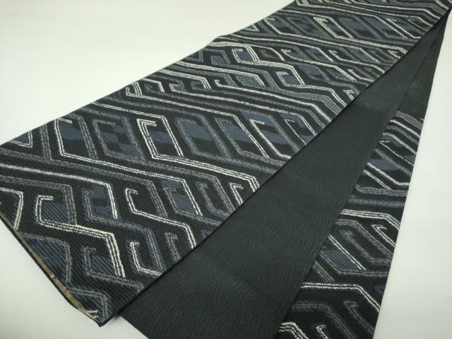 平和屋着物▼六通柄袋帯　幾何学文様　正絹　逸品　DABJ8153ps
