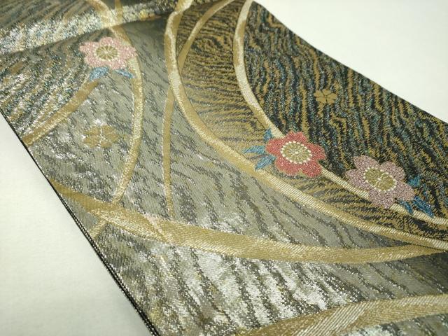 平和屋着物▼六通柄袋帯　舞桜　金銀糸　引箔　正絹　逸品　DABJ8158ps