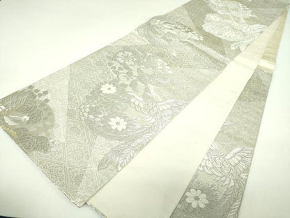 平和屋着物▼袋帯　プラチナ螺鈿　九百織　鳳凰花文　金銀糸　正絹　逸品　DABJ8169ps