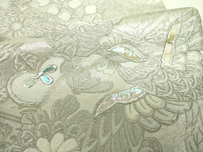 平和屋着物▼袋帯　プラチナ螺鈿　九百織　鳳凰花文　金銀糸　正絹　逸品　DABJ8169ps
