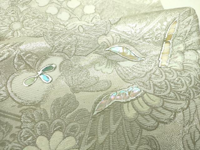 平和屋着物▼袋帯　プラチナ螺鈿　九百織　鳳凰花文　金銀糸　正絹　逸品　DABJ8169ps