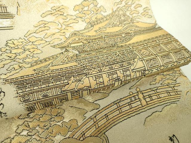 平和屋着物▼全景全通柄袋帯　松尾芭蕉　奥の細道　風景文　金糸　正絹　逸品　DABJ8172ps